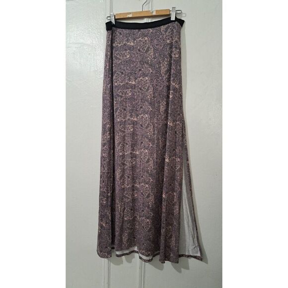 Free People Womens Medium Mauve Purple boho Paisley Maxi festival Stretch - Picture 1 of 10